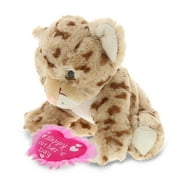 DolliBu Happy Mothers Day Super Soft Squat Cheetah Plush Figure - Cute Stuffed Animal with Pink Heart Message for Best Mommy, Grandma, Wife, Daughter - Cute Wild Life Plush Toy Gift - 12 Inches