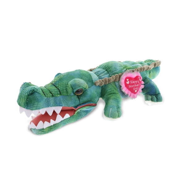 DolliBu Happy Mother's Day Wild Collection Plush Alligator Figure - Cute Stuffed Animal with Pink Heart Message for Best Mommy, Grandma, Wife, Daughter - Cute Sea Life Plush Toy Gift - 24" Inches