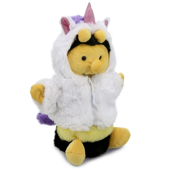 DolliBu Honeybee Unicorn Plush Stuffed Animal Hand Puppet Toy - Super Soft Beecorn Dress Up with Removable Plush Unicorn Outfit, Cute Fantasy Wildlife Gift - 10 Inches