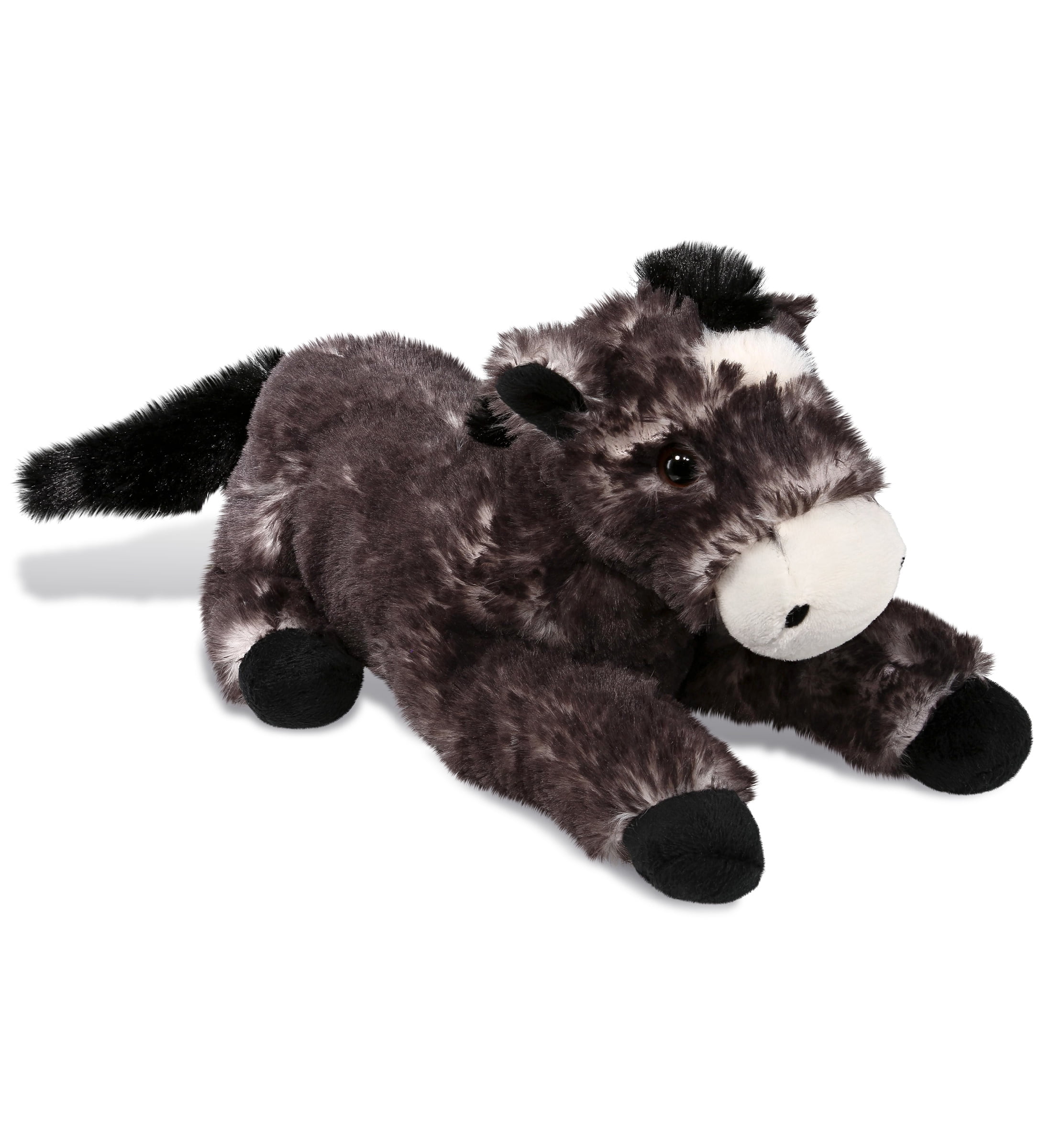 DolliBu Lying Brown Horse Stuffed Animal With Red Plaid Hoodie - 10.5" Personalizable Plush Toy