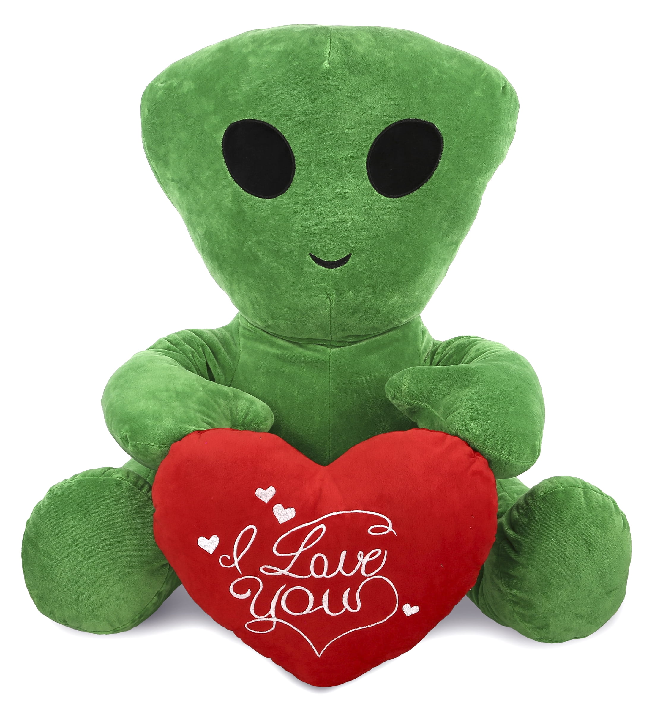 DolliBu I LOVE YOU Alien XL Plush – Cute Alien Stuffed Animal with Red ...