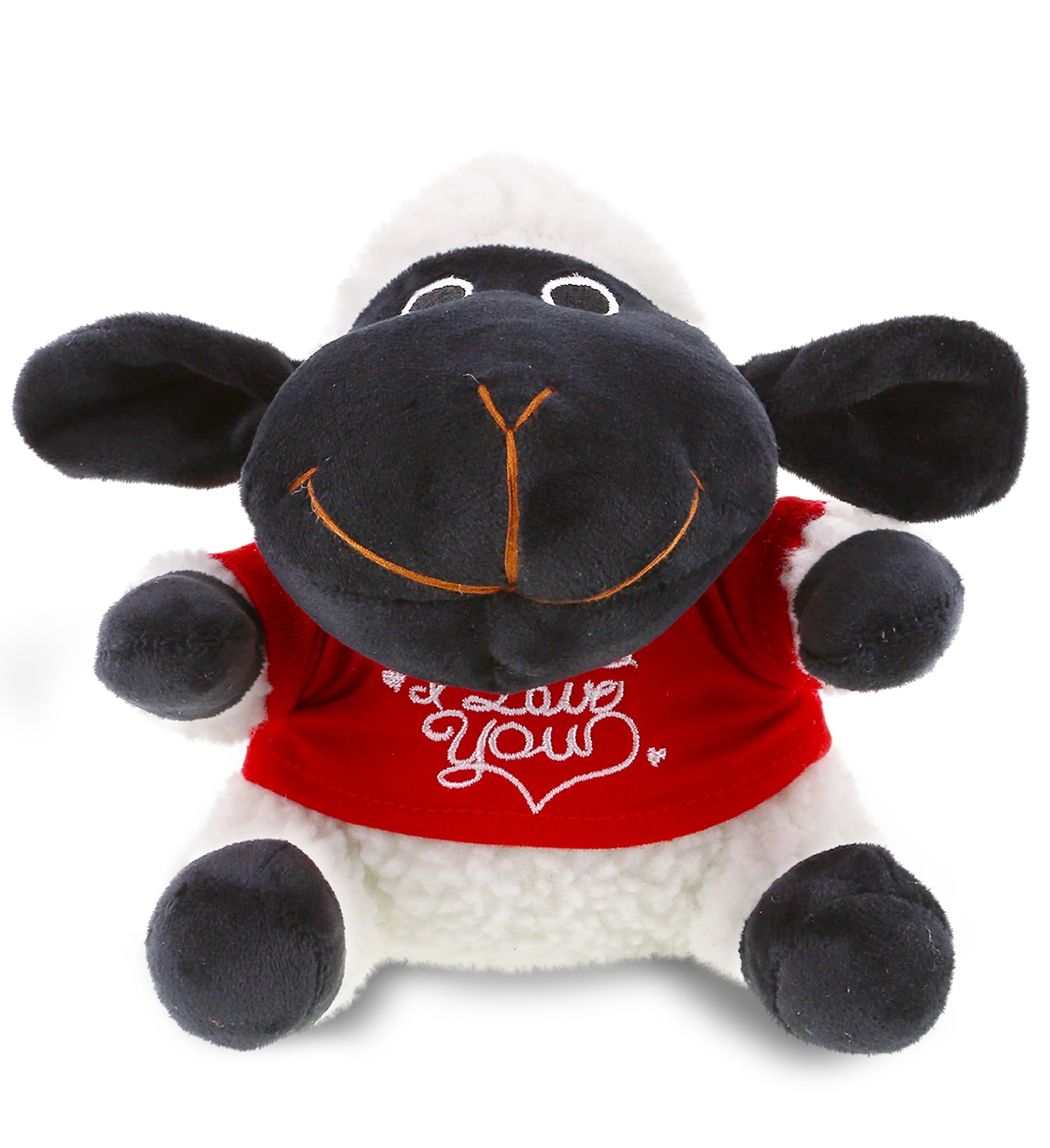 DolliBu I Love You Blacknose Sheep Plush - Personalized Valentine Gift With Heart (8.5 Inches)