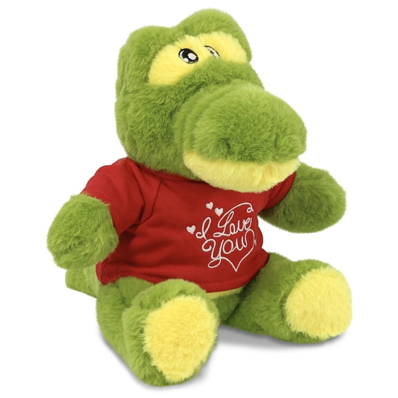 DolliBu I LOVE YOU Eco-Friendly Alligator Plush- Cute Alligator Plush Stuffed Animal with I Love You Red Shirt For Valentine, Anniversary, Romantic Date, Boyfriend, or Girlfriend Gift - 9 inches