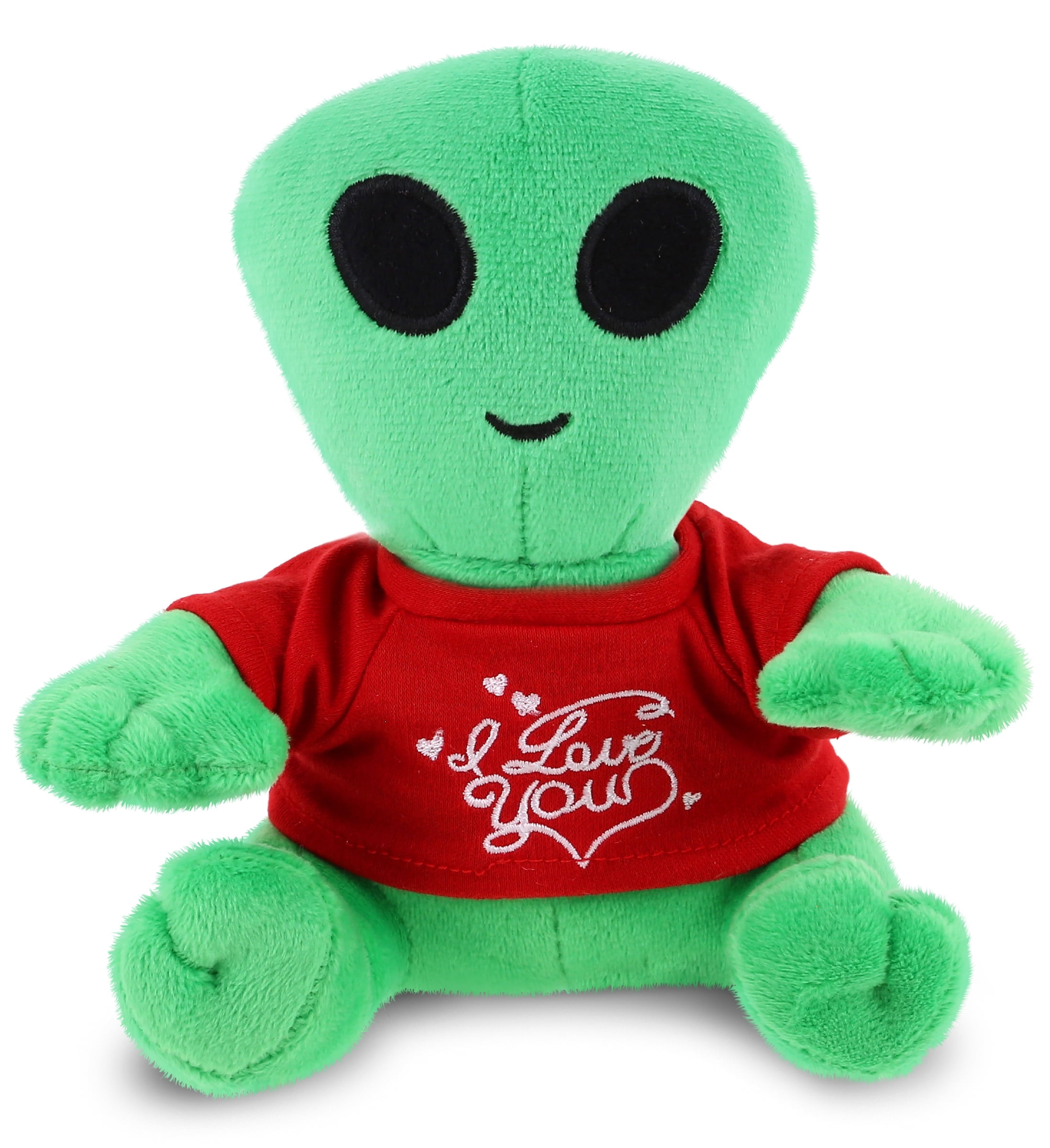 DolliBu I LOVE YOU Green Alien Plush- Cute Stuffed Animal with Red ...