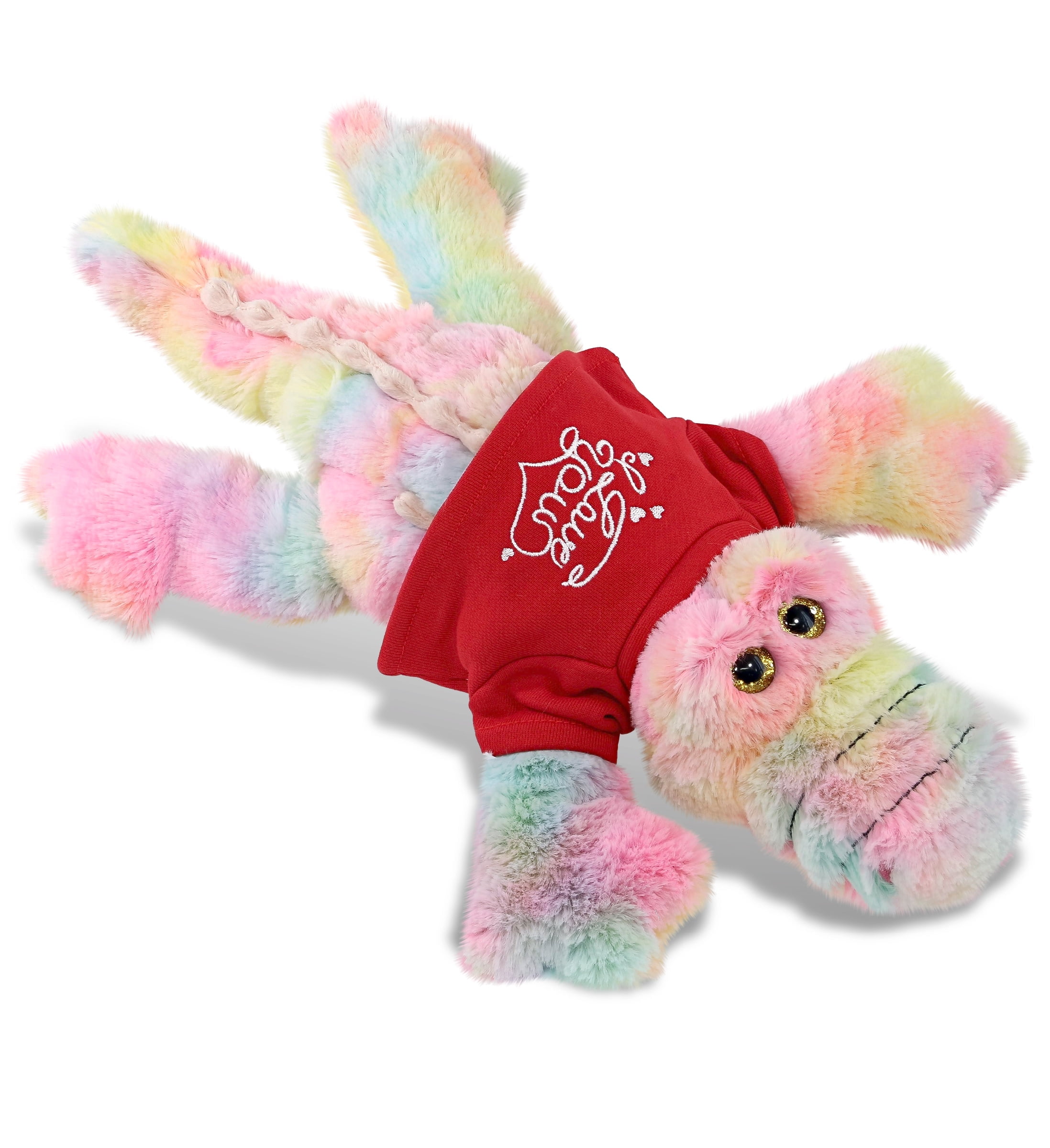 DolliBu 'I Love You' Plush Sheep Handbag - Personalized Stuffed Animal With Red Heart, 7 Inch Gift For Valentine's Day
