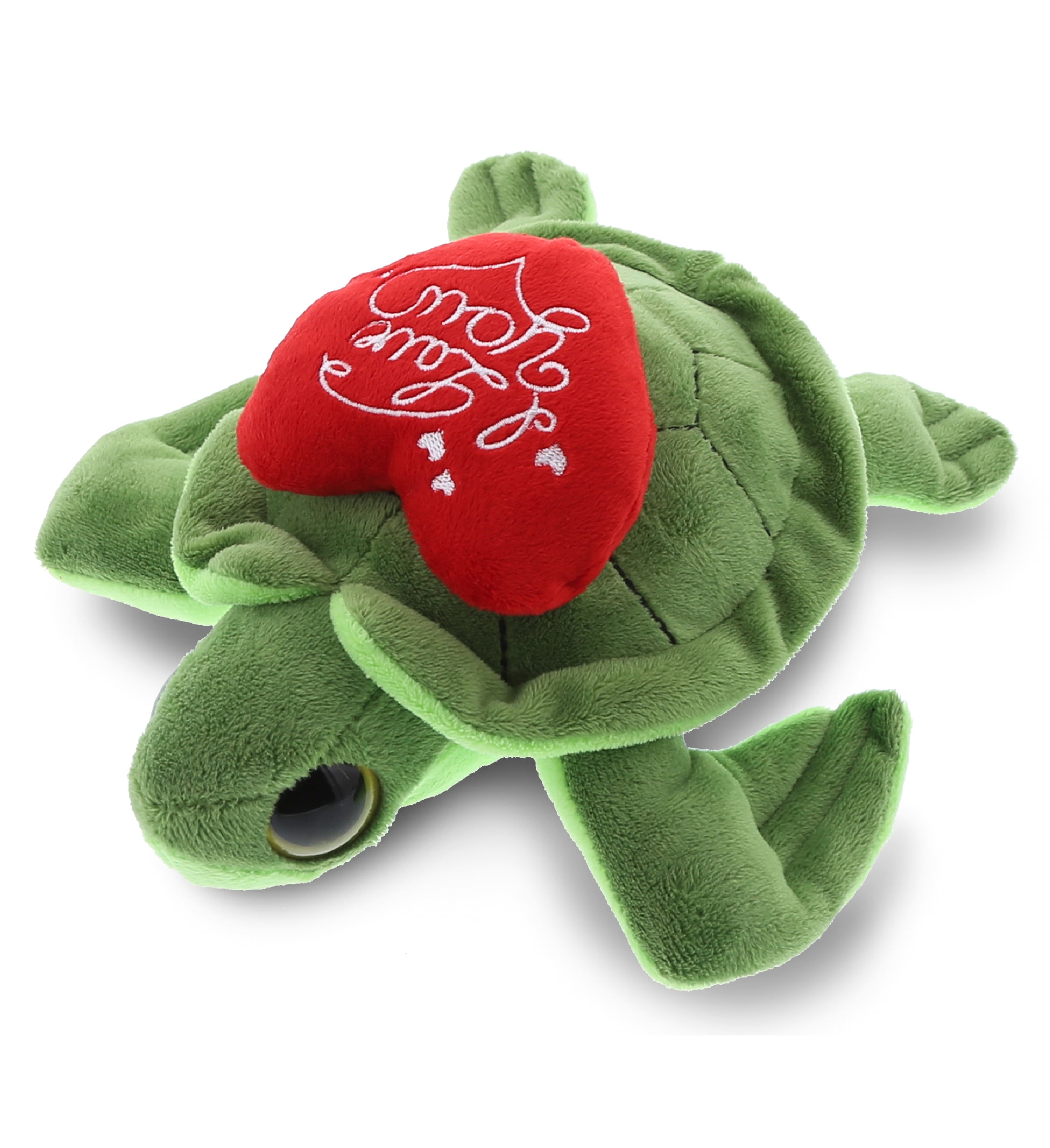 DolliBu I LOVE YOU Plush Big Eye Sea Turtle Cute Stuffed Animal with Heart Message for Valentines, Anniversary, Romantic Date, Boyfriend, Girlfriend Gift 6 Inches