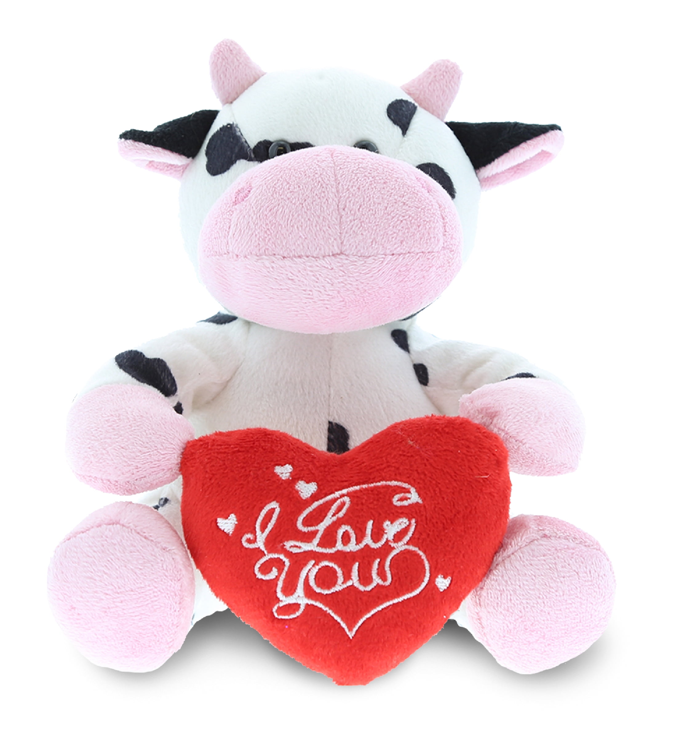 DolliBu I LOVE YOU Plush Cow Cute Stuffed Farm Animal with Sweet