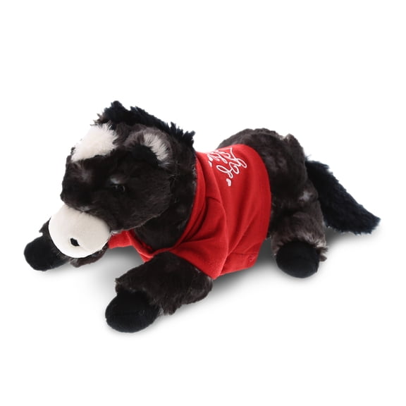 DolliBu I LOVE YOU Plush Lying Black Horse - Cute Stuffed Animal with Shirt for Valentines, Anniversary, Romantic Date, Boyfriend, or Girlfriend Gift - 10.5 Inches