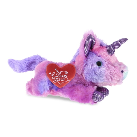 DolliBu I LOVE YOU Plush Monday Pink Unicorn -Cute Pink Unicorn Stuffed Animal with Red Heart Plush for Valentines, Anniversary, Romantic Date, Boyfriend, or Girlfriend Gift - 6 Inches