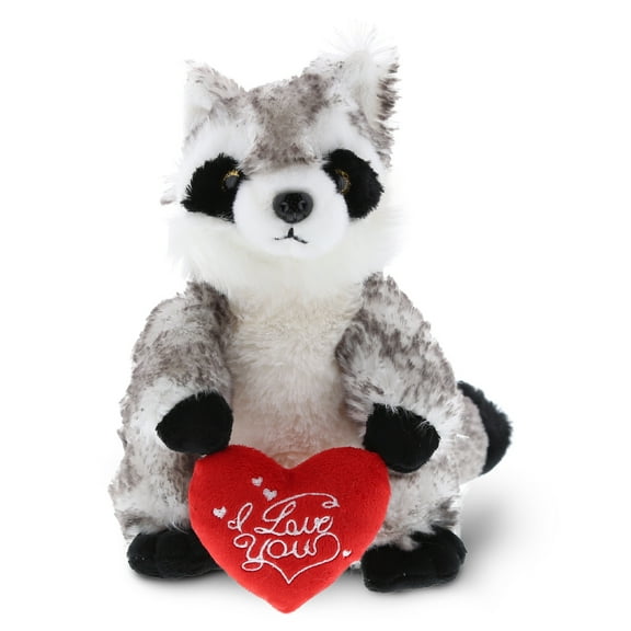 DolliBu I LOVE YOU Plush Raccoon Cute Stuffed Animal with Heart for Valentines, Anniversary, Special Occasions, Romantic Date, Boyfriend, or Girlfriend Gift 9 Inches