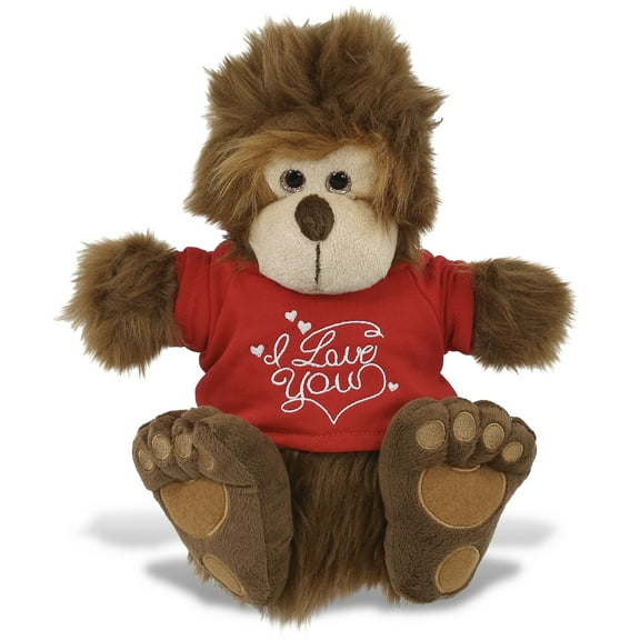 DolliBu I LOVE YOU Super Soft Big Foot Hand Puppet Plush - Cute Plush Stuffed Animal with I Love You Red Shirt For Valentine, Anniversary, Romantic Date, Boyfriend, or Girlfriend Gift - 10 Inches