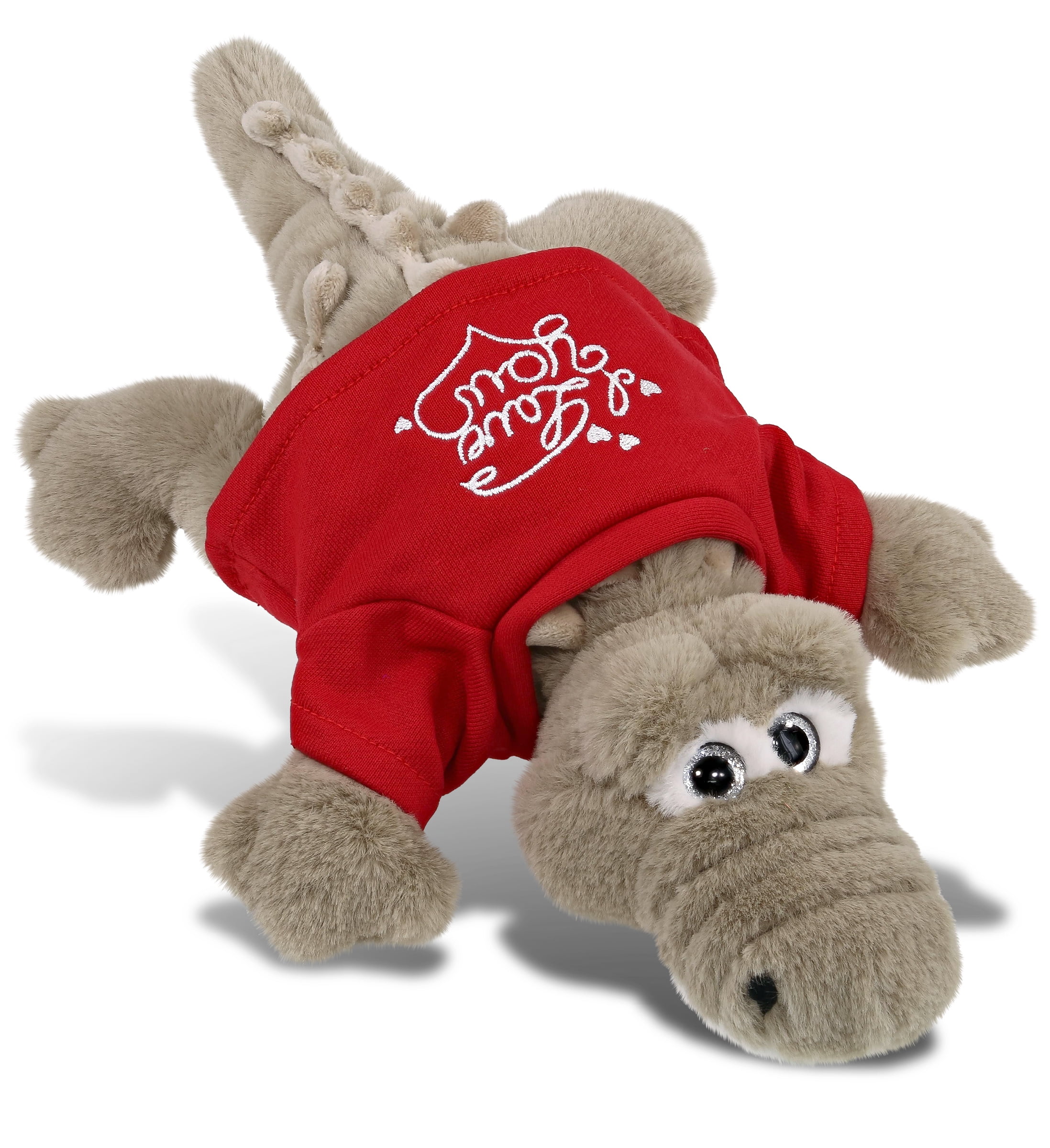 DolliBu I LOVE YOU Super Soft Grey Alligator Plush Cute Grey