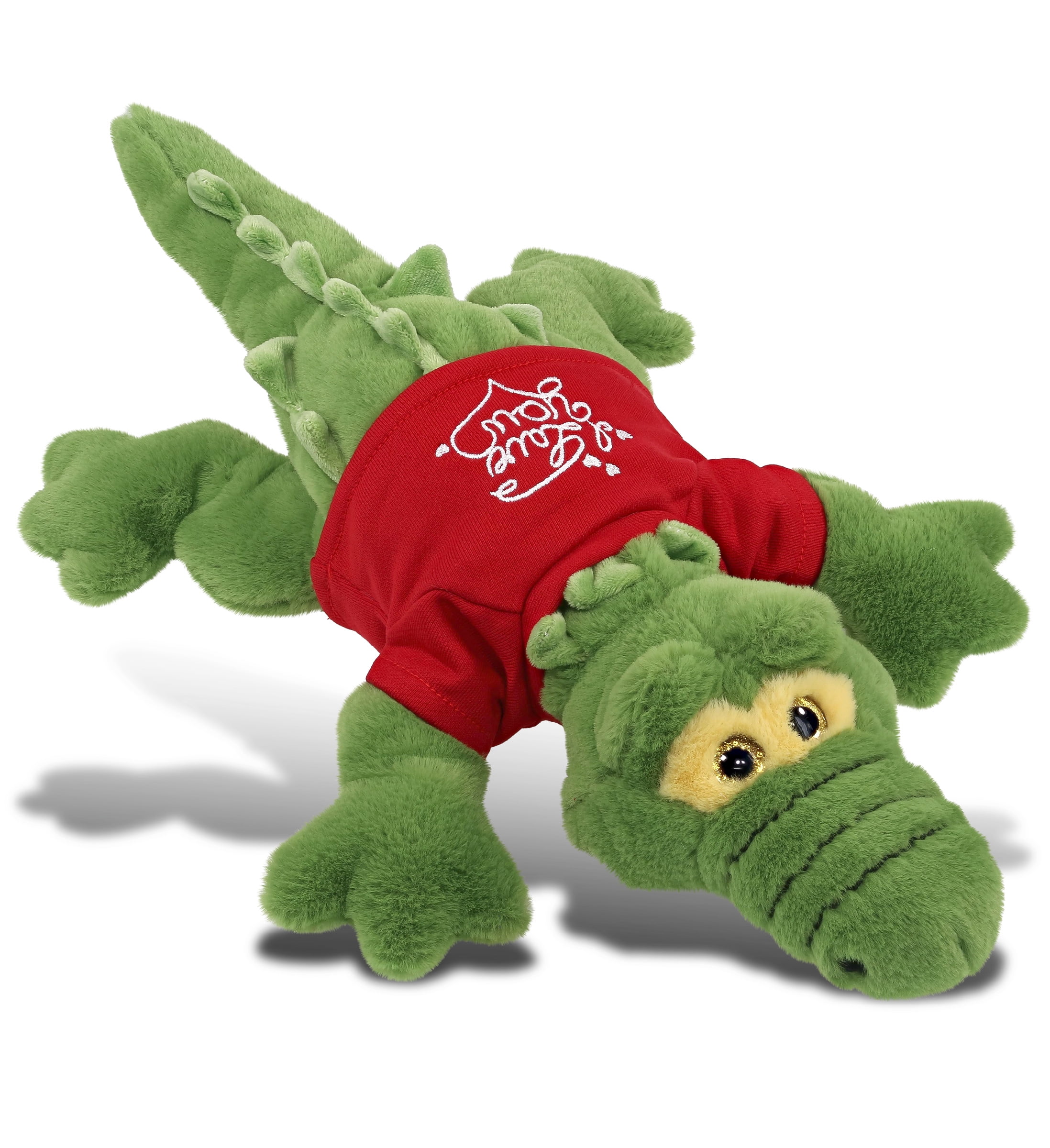 DolliBu I LOVE YOU Super Soft Large Green Alligator - Stuffed Green Alligator Animal with Red Shirt For Valentine, Anniversary, Romantic Date, Boyfriend, or Girlfriend Gift - 17 inches