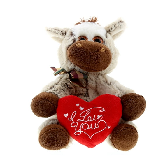 DolliBu I Love You Floppy Donkey Plush Stuffed Animal with Heart - 6.5 inches