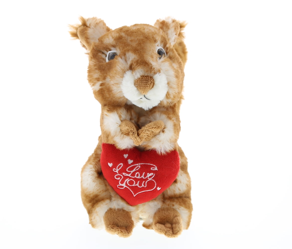 DolliBu I Love You Heart Brown Squirrel Plush 8.5 inches