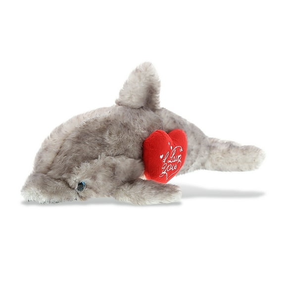 DolliBu I Love You Heart Gray Dolphin Plush - 12.5 inches