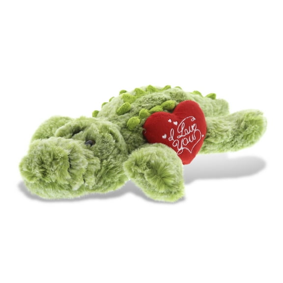 DolliBu I Love You Heart Green Alligator Plush - 11.5 inches