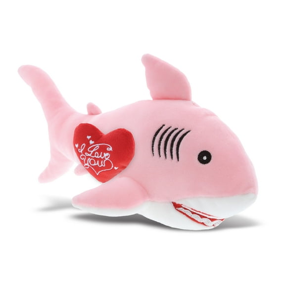 DolliBu I Love You Heart Pink Shark Baby Soft Plush - 12 inches