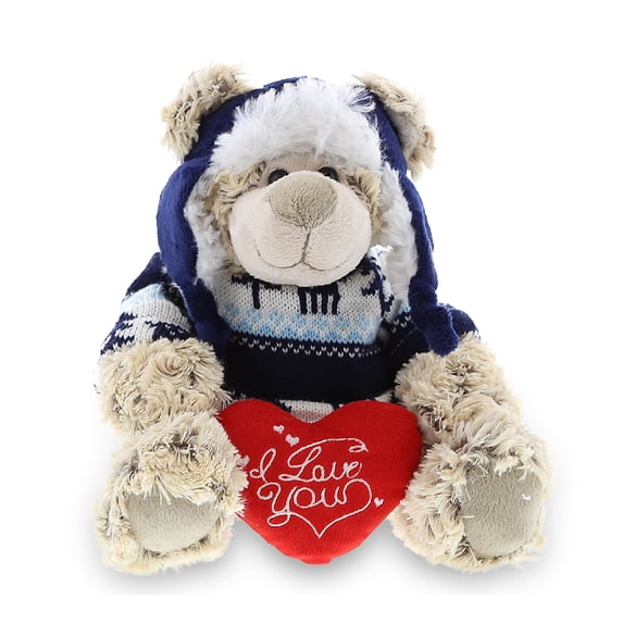 DolliBu I Love You Heart Polar Bear Plush Stuffed Animal - 9 inches