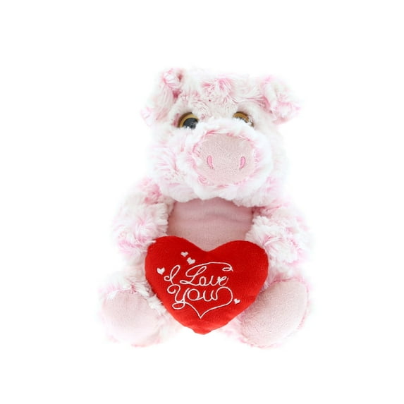 DolliBu I Love You Heart Sitting Pink Pig Plush - 6.5 inches