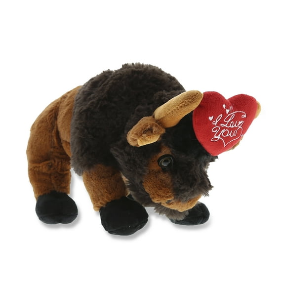 DolliBu I Love You Heart Wild Small Buffalo Plush - 9.5 inches