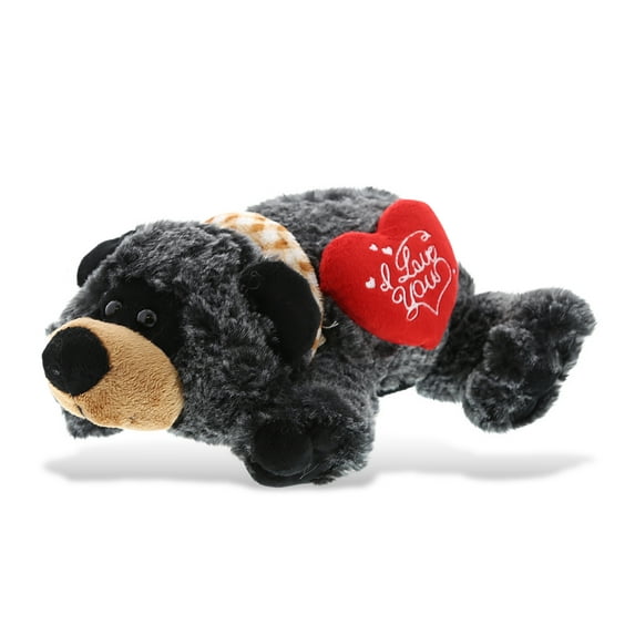 DolliBu I Love You Lying Wild Black Bear Plush - 9.5 inches