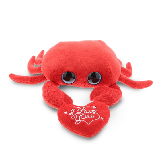DolliBu I Love You Plush Sparkling Big Eye Red Crab – Cute Stuffed Animal with Heart for Valentines, Anniversary, Romantic Date, Boyfriend, or Girlfriend Gift – 6 Inches