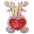 thumbnail image 1 of DolliBu I Love You Plush Super Soft Extra Large Rainbow Moose - Cute Stuffed Animal Moose with Red Heart Plush for Valentines, Anniversary, Romantic Date, Boyfriend, or Girlfriend Gift - 15 Inches, 1 of 5