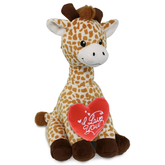 DolliBu I Love You Plush Super Soft Giraffe - Cute Stuffed Animal Giraffe with Red Heart Plush for Valentines, Anniversary, Romantic Date, Boyfriend, or Girlfriend Gift - 10 Inches
