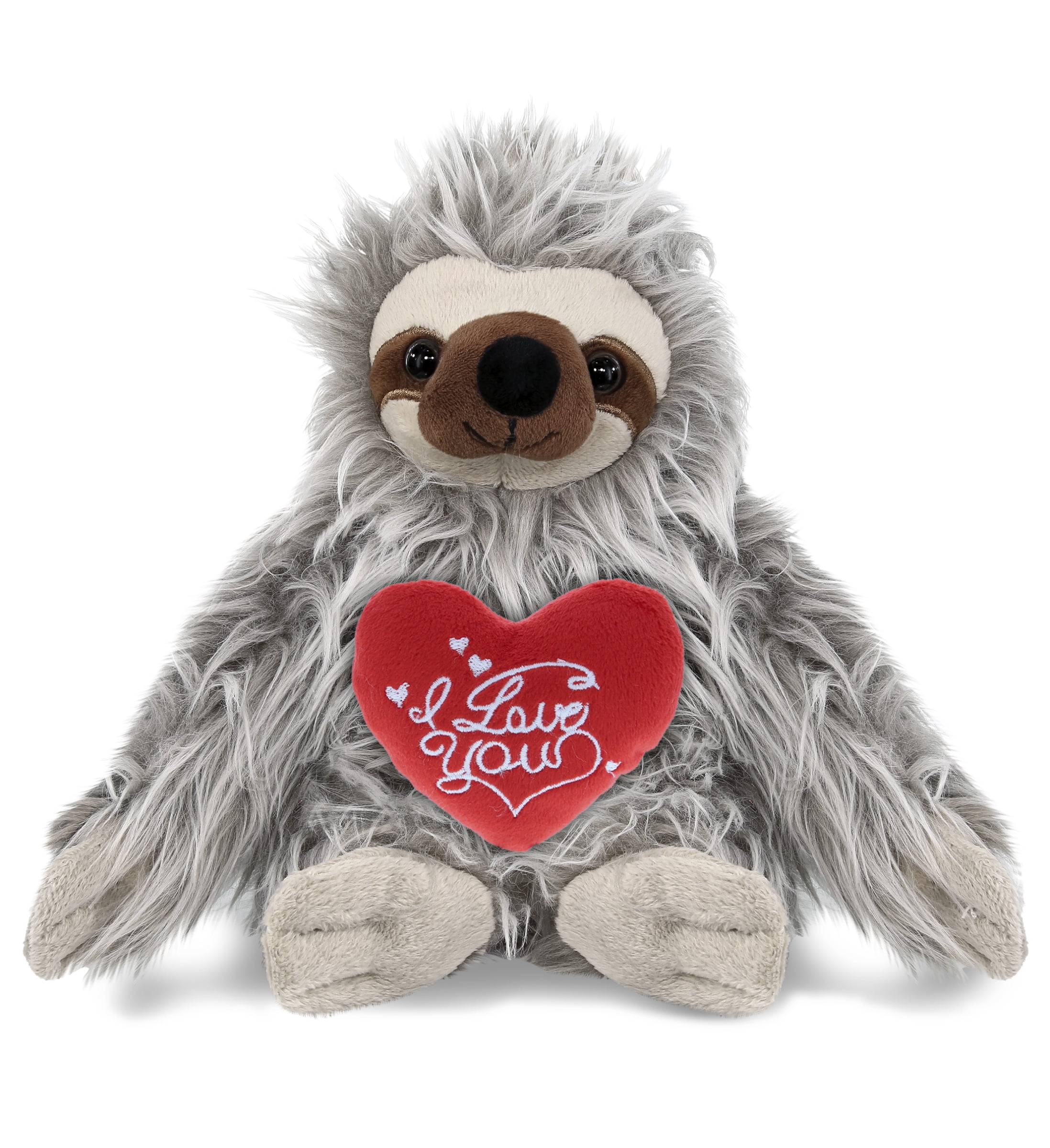 DolliBu I Love You Plush Super Soft Grey Sloth Cute Stuffed
