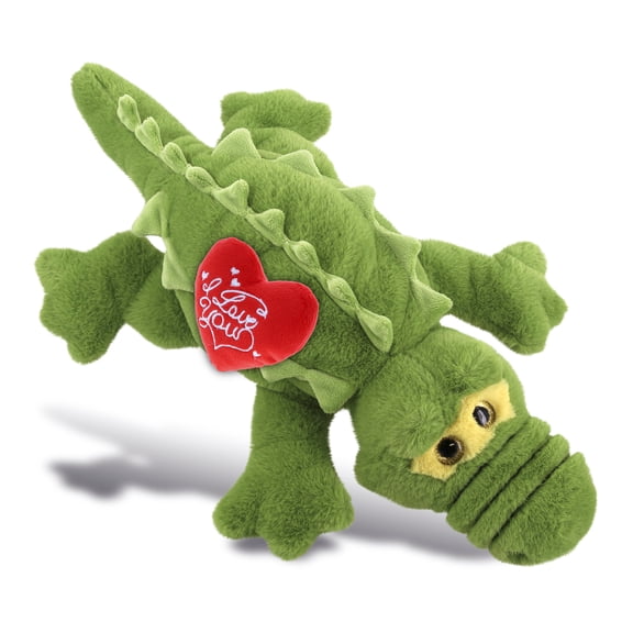 DolliBu I Love You Plush Super Soft Large Green Alligator - Cute Stuffed Animal Alligator with Red Heart Plush for Valentines, Anniversary, Romantic Date, Boyfriend, or Girlfriend Gift - 17 Inches