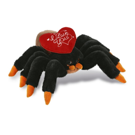 DolliBu I Love You Plush Super Soft Wild Tarantula Spider - Cute Stuffed Animal Spider with Red Heart Plush for Valentines, Anniversary, Romantic Date, Boyfriend, or Girlfriend Gift - 7 Inches