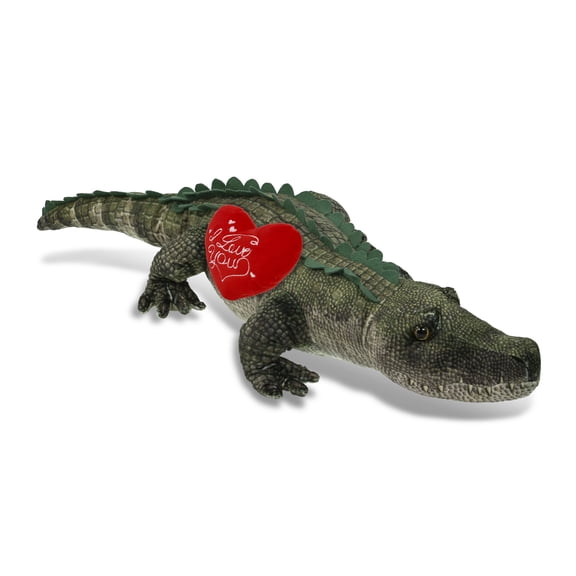 DolliBu I Love You Plush Wild Collection Alligator - Cute Stuffed Animal Alligator with Red Heart Plush for Valentines, Anniversary, Romantic Date, Boyfriend, or Girlfriend Gift - 28 Inches