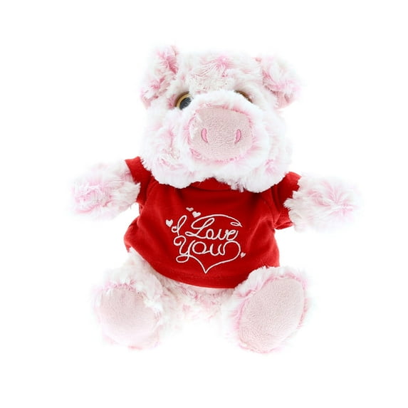 DolliBu I Love You Shirt Sitting Pig Plush - 7 inches
