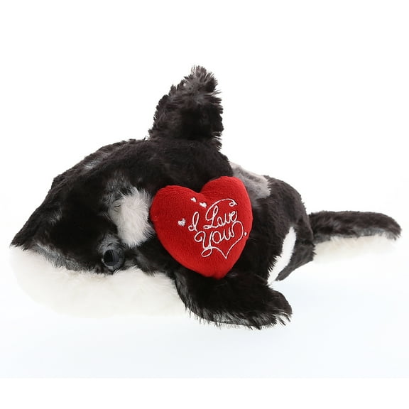 DolliBu I Love You Wild Killer Whale Small Plush Stuffed Animal with Heart - 11.5 inches