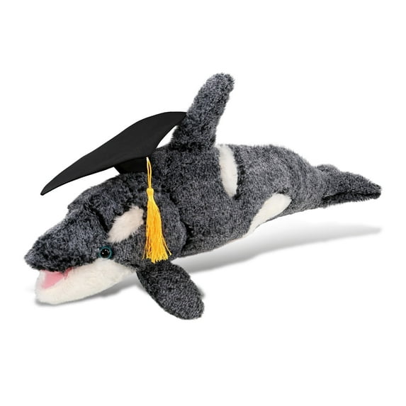 DolliBu Killer Whale Graduation Plush Toy - Super Soft Plush Graduation Stuffed Animal Dress Up with Graduation Cap with Tassel Outfit - Congratulatory Graduation Gift - 18 Inches