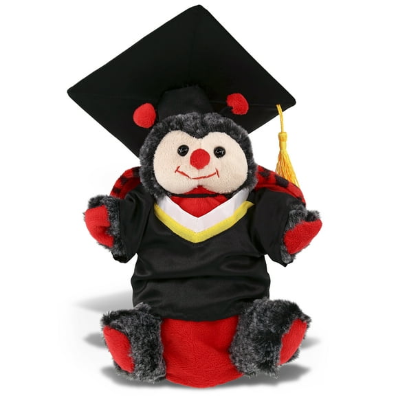 DolliBu Ladybug Graduation Plush Toy Stuffed Animal Hand Puppet - Super Soft Ladybug Graduation Gift Stuff Animal Plush Toys with Gown and Cap with Tassel Outfit - Cute Graduation Gifts - 8 Inches