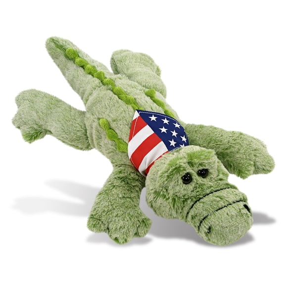 DolliBu Large Alligator Plush with USA Flag Bandana - Super Soft United States of America Large Alligator Patriotic Stuffed Animal - 16.5 Inches