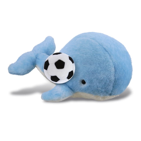 DolliBu Large Blue Whale Stuffed Animal with Soccer Ball Plush - Soft Huggable Whale, Adorable Playtime Plush Toy, Cute Ocean Life Gift, Super Soft Plush Doll Animal Toy for Kids and Adults - 13 Inch