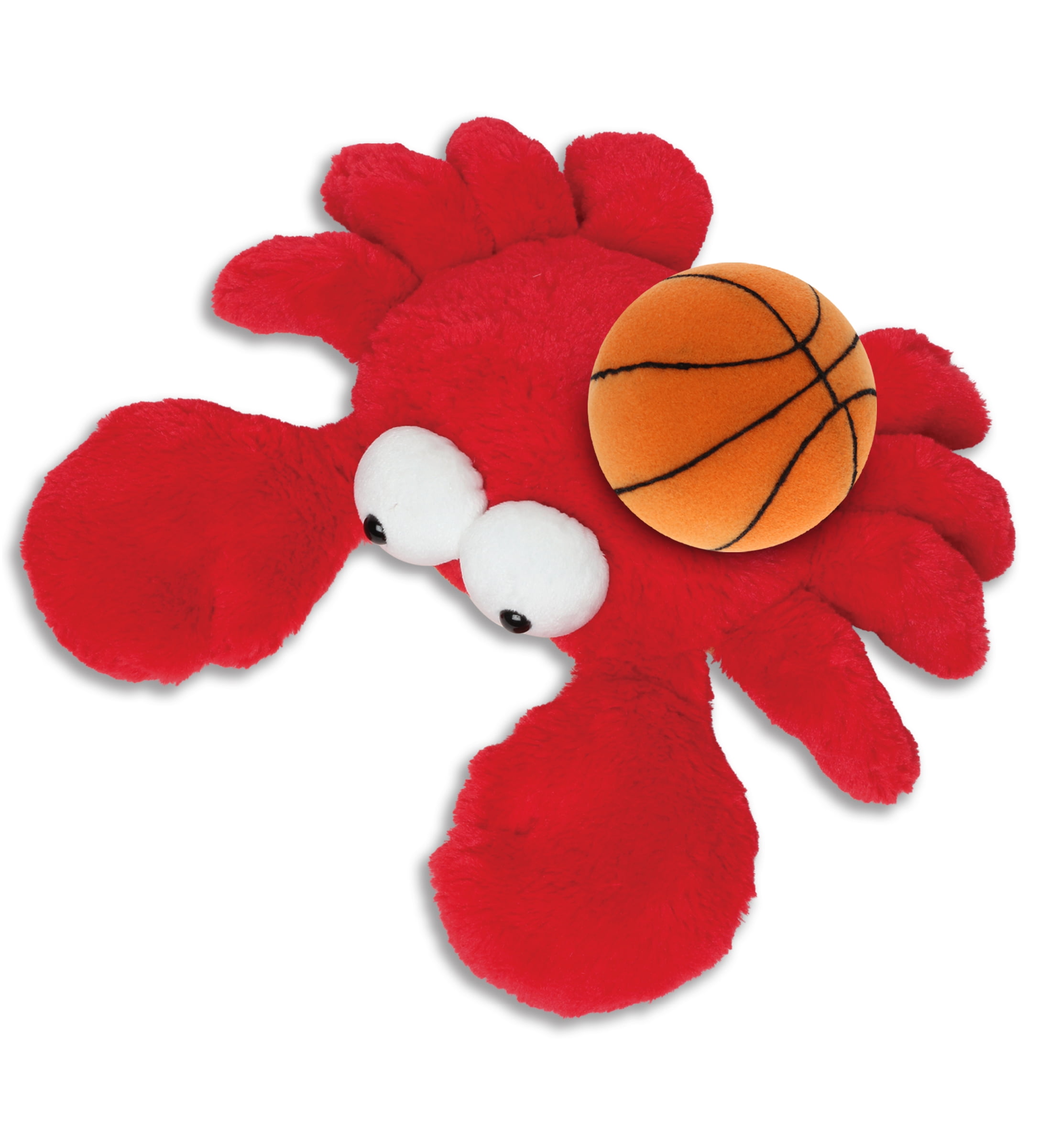 DolliBu Large Googly Eyes Red Crab Stuffed Animal with Basketball Plush