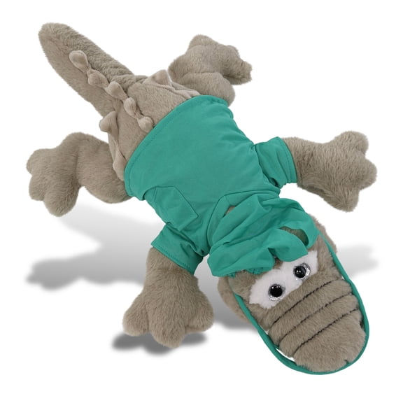 DolliBu Large Grey Alligator Doctor Plush Toy - Super Soft Alligator Doctor Stuffed Animal Dress Up with Scrub Uniform and Cap Outfit - Fluffy Plush Gift for Doctor, Nurse, Surgeon, Dentist - 17 Inch