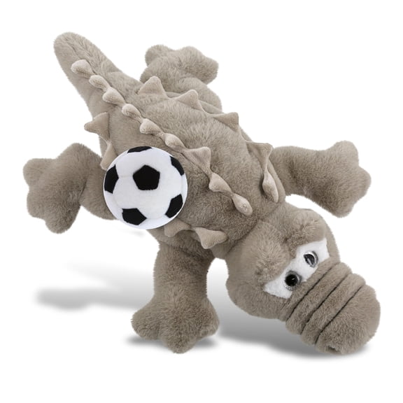 DolliBu Large Grey Alligator Stuffed Animal with Soccer Ball Plush - Soft Huggable Alligator Playtime Plush Toy, Cute Wild Life Gift, Super Soft Plush Doll Animal Toy for Kids and Adults - 17 Inches