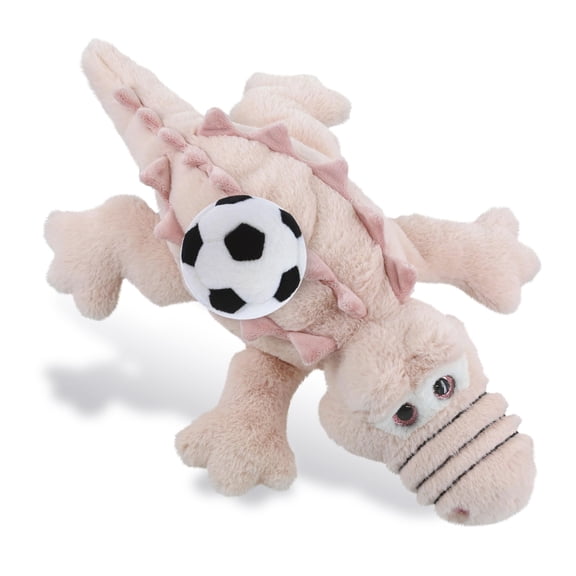 DolliBu Large Pink Alligator Stuffed Animal with Soccer Ball Plush - Soft Huggable Gator, Adorable Playtime Plush Toy, Wild Life Gift, Super Soft Plush Doll Animal Toy for Kids and Adults - 17 Inches