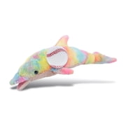 DolliBu Large Rainbow Dolphin Stuffed Animal with Baseball Plush - Soft Huggable Dolphin, Playtime Plush Toy, Cute Ocean Life Gift, Super Soft Plush Doll Animal Toy for Kids and Adults - 18 Inches