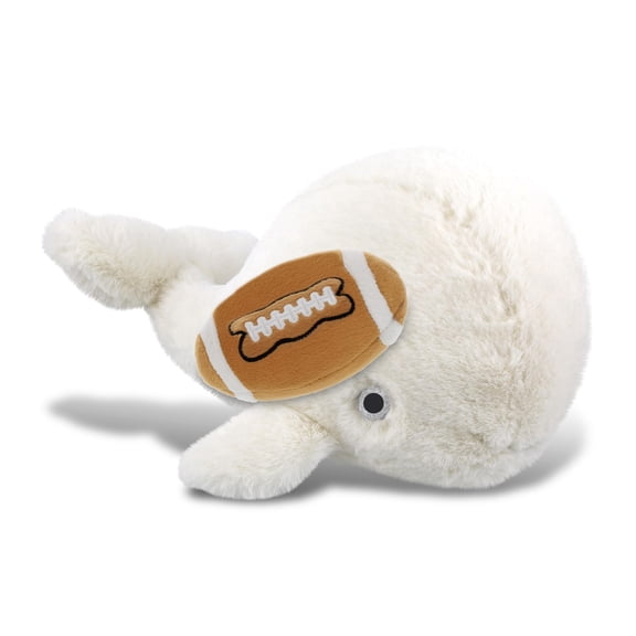 DolliBu Large White Whale Stuffed Animal with Football Plush Soft Huggable Whale, Adorable Playtime Plush Toy, Cute Ocean Life Gift Plush Doll Animal Toy for Kids and Adults 13 Inches