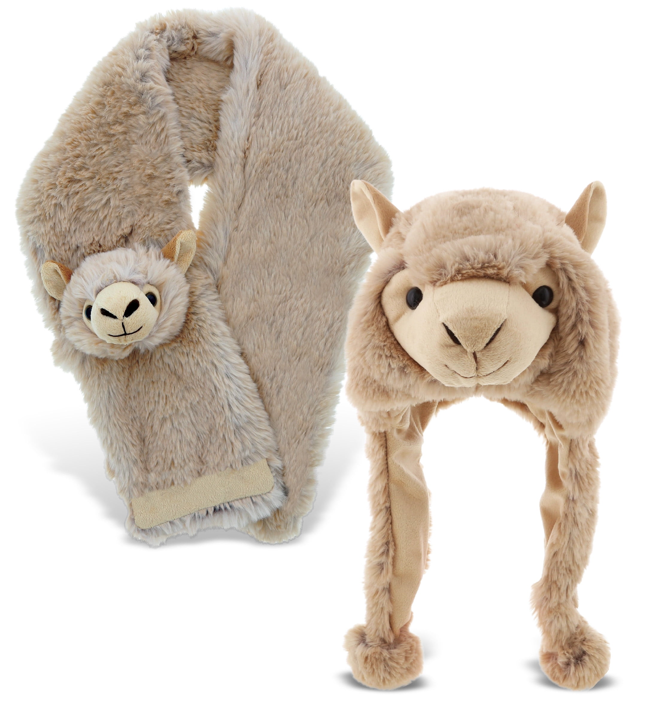 DolliBu Llama Plush Hat and Scarf Set Super Soft Llama Stuffed Animal
