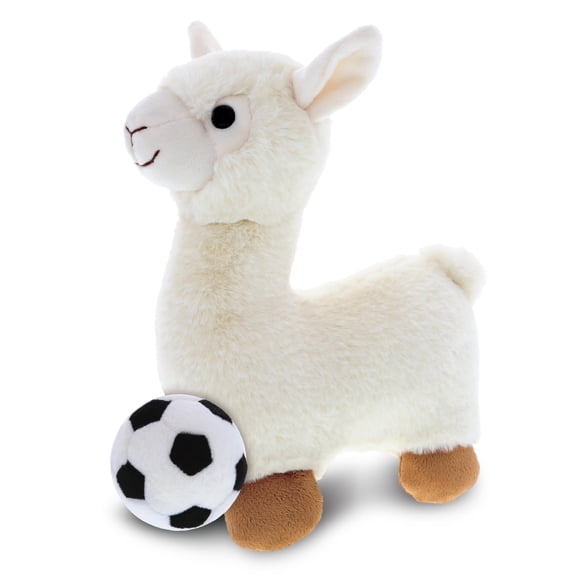 DolliBu Llama Stuffed Animal with Soccer Ball Plush - Soft and Huggable Llama, Adorable Playtime Plush Toy, Cute Farm Life Gift, Super Soft Stuffed Doll Animal Toy for Kids, Adults - 11.5 Inches