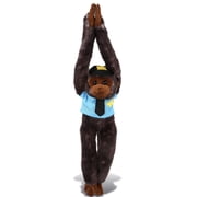 DolliBu Long Arm Hanging Black Capuchin Monkey Police Officer Plush Toy - Soft Black Monkey Cop Stuffed Animal Dress Up with Cute Cop Uniform and Cap Outfit - 21 Inches