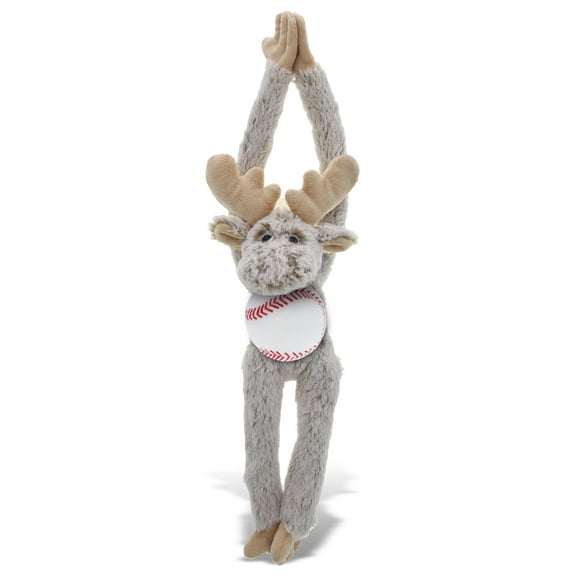 DolliBu Long Arm Moose Stuffed Animal with Baseball Plush  Soft Huggable Moose, Adorable Playtime Moose Plush Toy, Cute Wildlife Gift, Baseball Plush Doll Animal Toy for Kids and Adults - 21 Inches