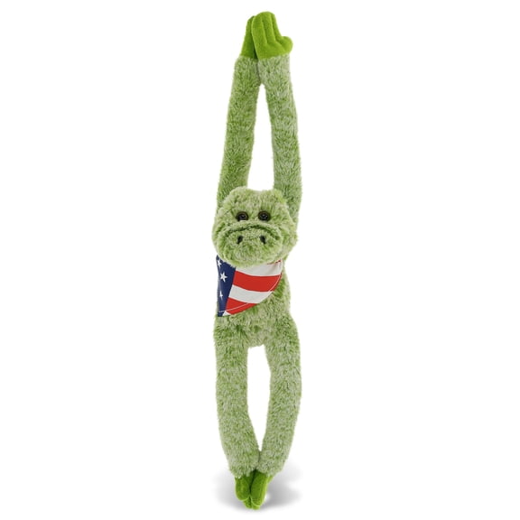 DolliBu Long Arms Alligator Plush with USA Flag Bandana - Super Soft United States of America Long Arms Alligator Patriotic Stuffed Animal - 21 Inches